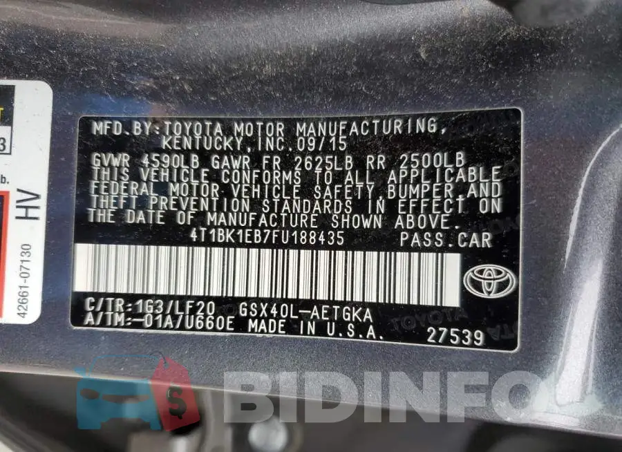4T1BK1EB7FU188435 Photo# 12