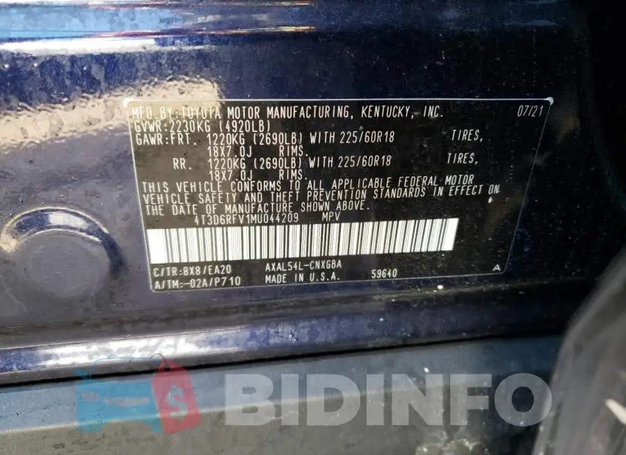 4T3D6RFV1MU044209 Photo# 13