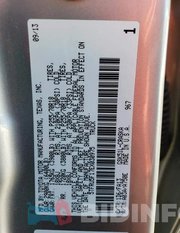 5TFRU5F17EX030975 Photo# 12