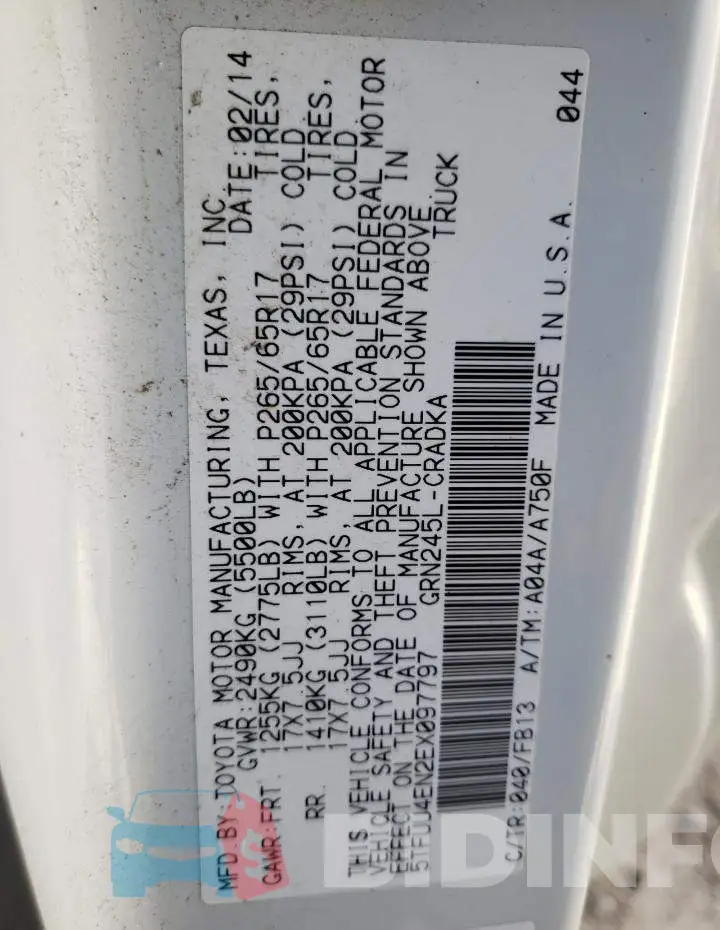 5TFUU4EN2EX097797 Photo# 12