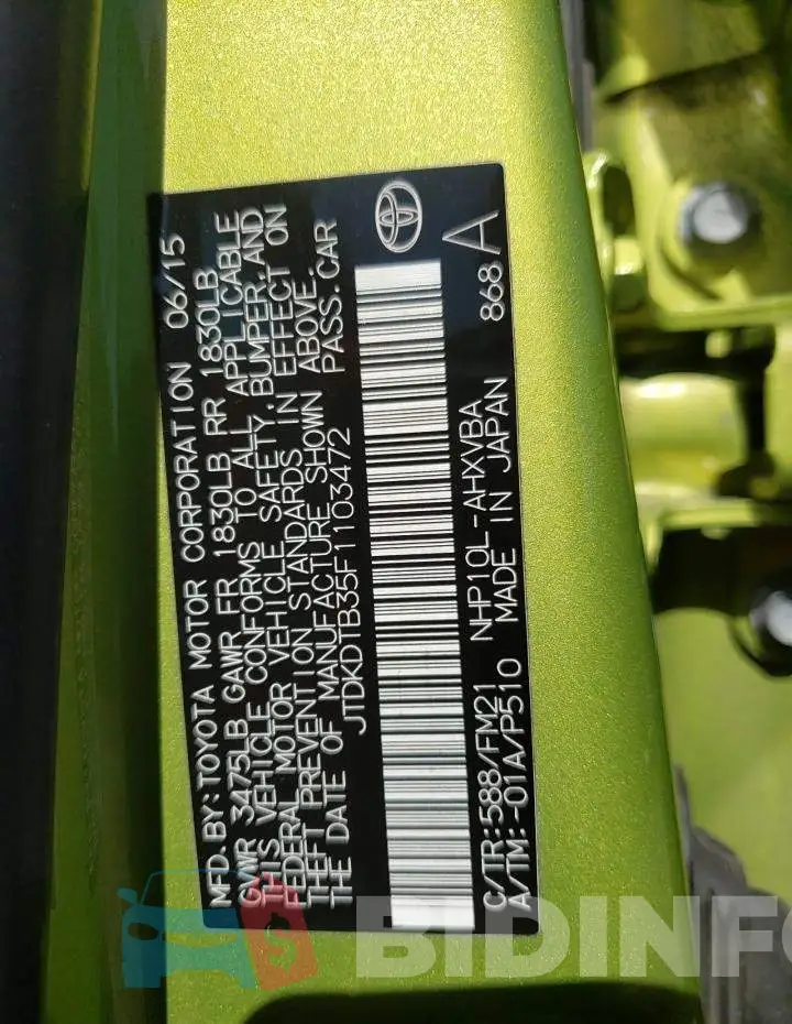 JTDKDTB35F1103472 Photo# 12