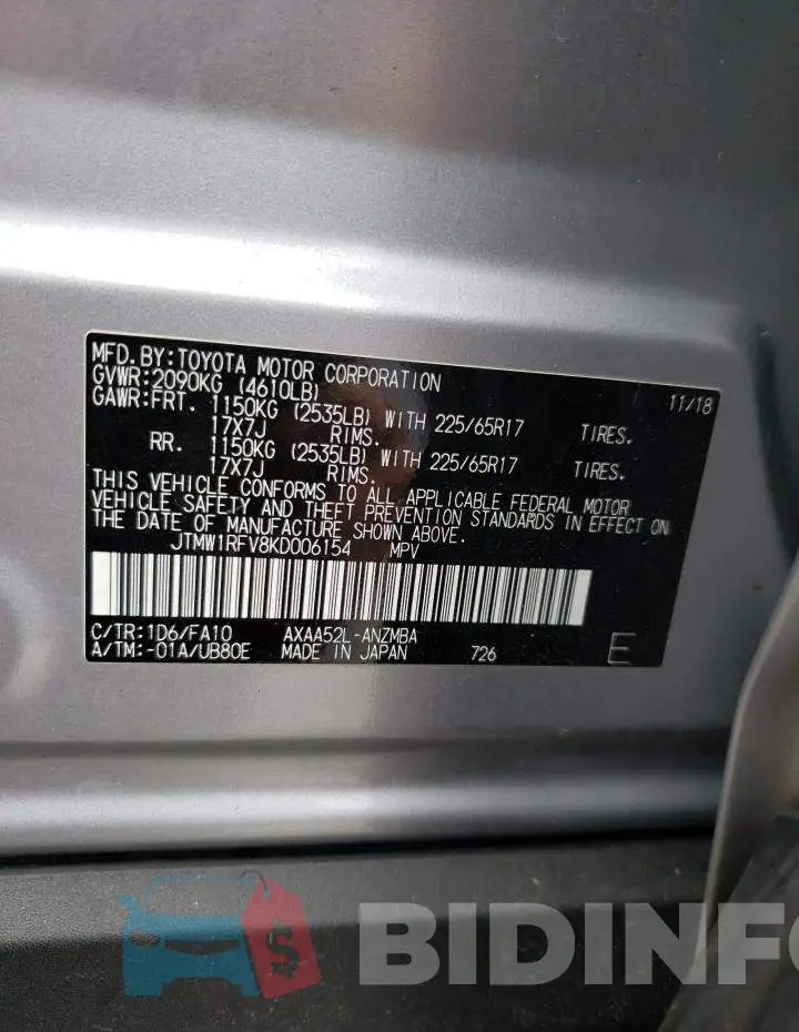 JTMW1RFV8KD006154 Photo# 14