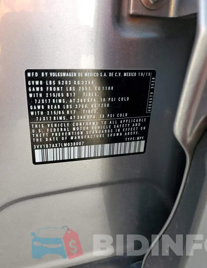 3VV1B7AX7LM038007 Photo# 12