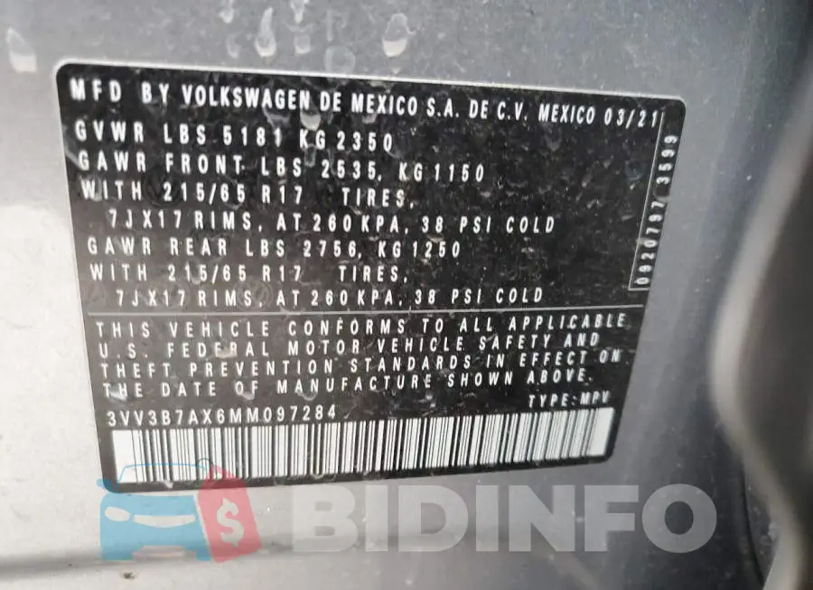 3VV3B7AX6MM097284 Photo# 13