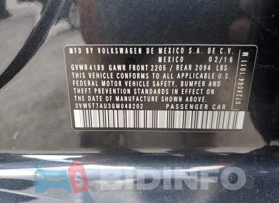 3VW5T7AU3GM048202 Photo# 12