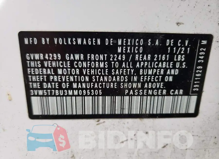 3VW5T7BU3MM095305 Photo# 13