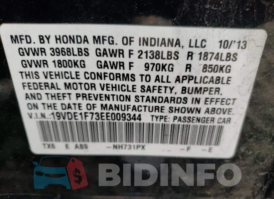 19VDE1F73EE009344 Photo# 12