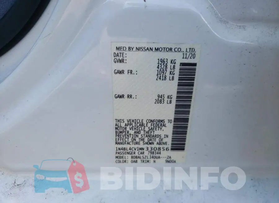 1N4BL4CV1MN330856 Photo# 12