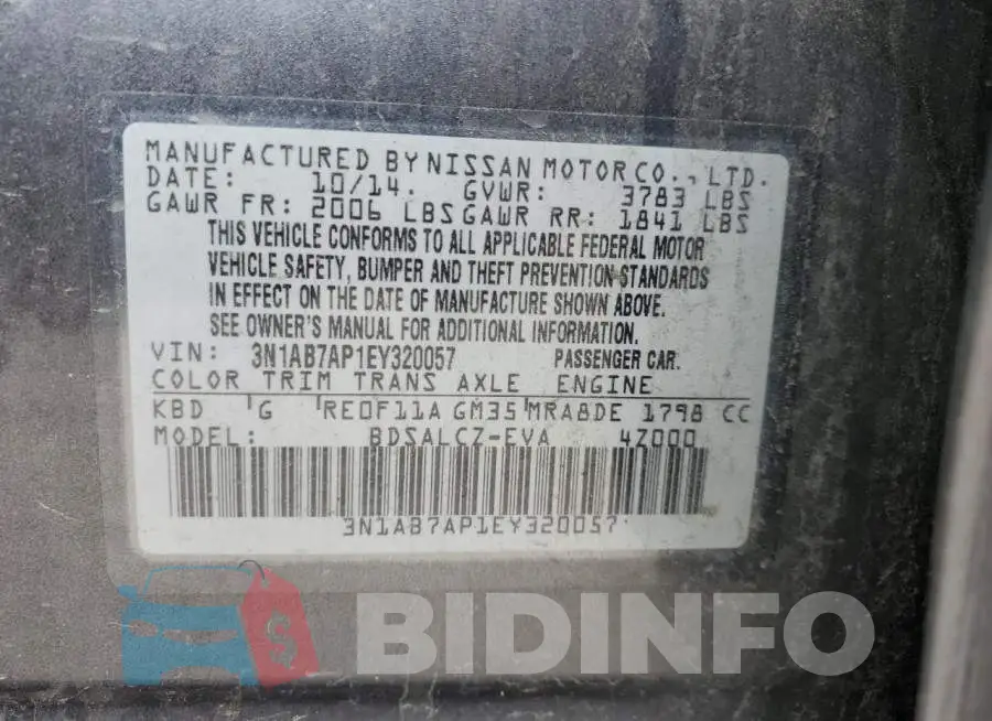 3N1AB7AP1EY320057 Photo# 13