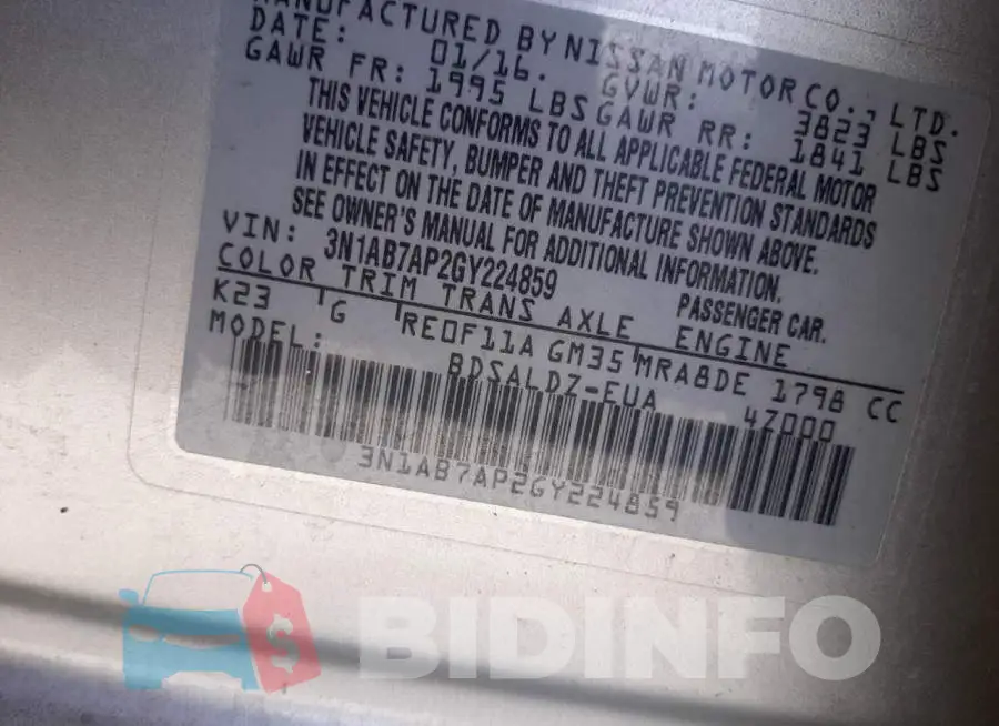 3N1AB7AP2GY224859 Photo# 13