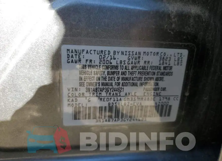 3N1AB7AP3GY244621 Photo# 12