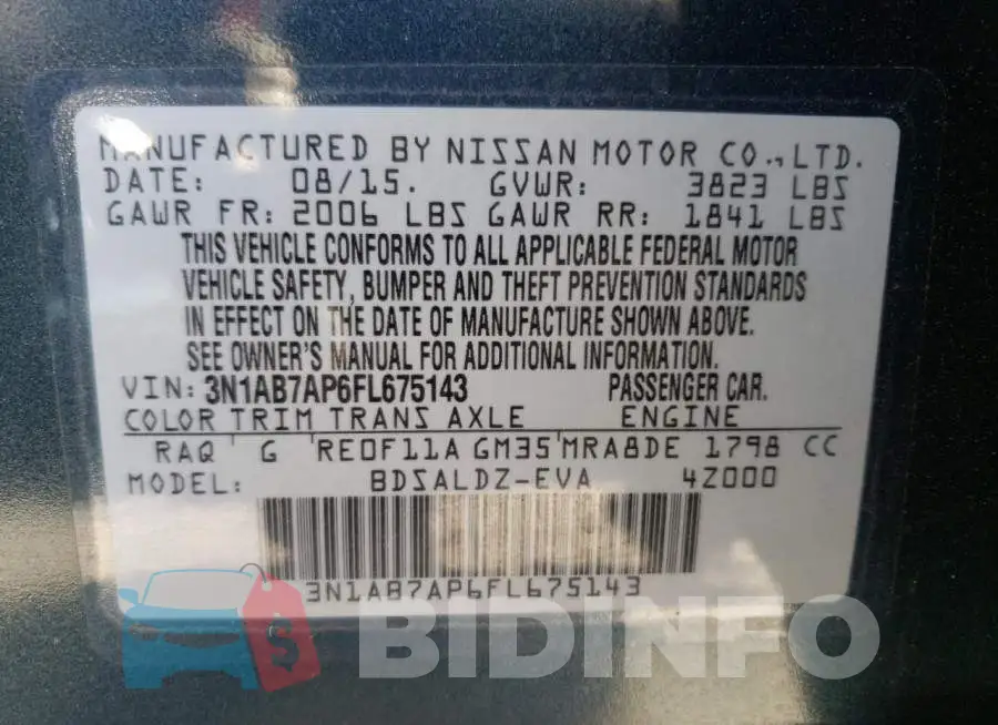 3N1AB7AP6FL675143 Photo# 12
