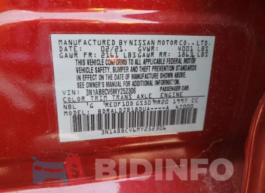 3N1AB8CV6MY252306 Photo# 12