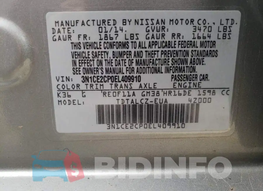 3N1CE2CP0EL409910 Photo# 12