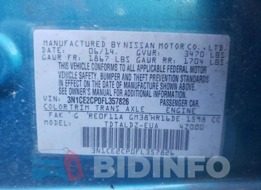 3N1CE2CP0FL357826 Photo# 13