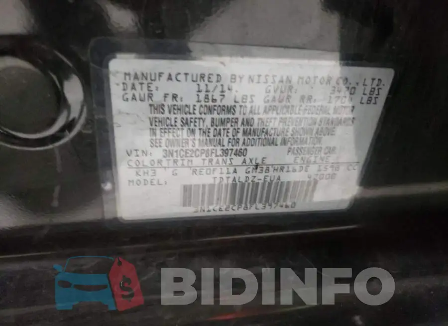 3N1CE2CP8FL397460 Photo# 12