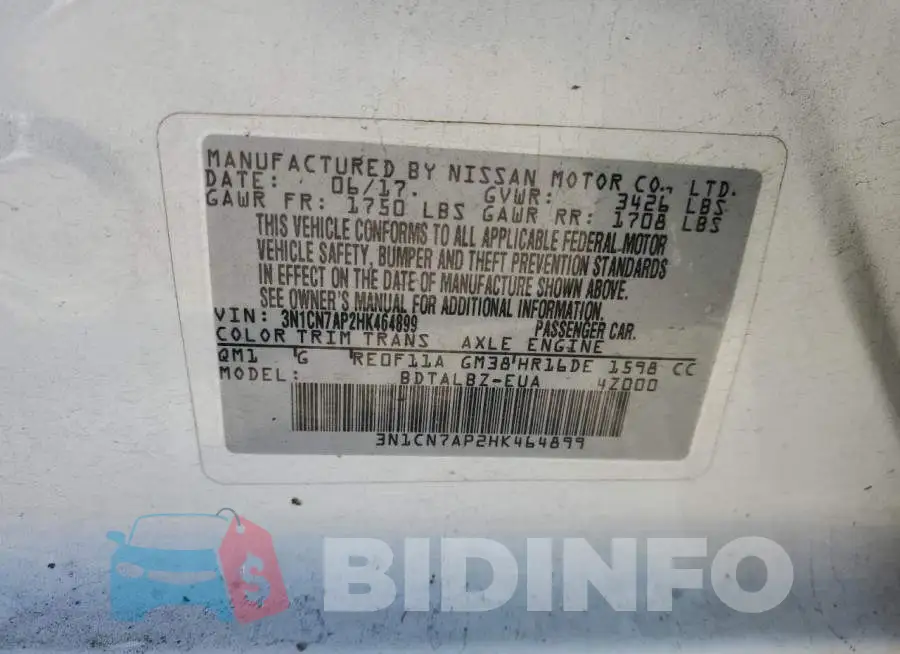 3N1CN7AP2HK464899 Photo# 13