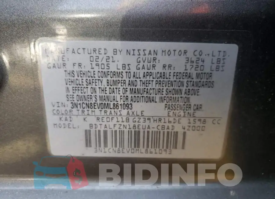 3N1CN8EV0ML861093 Photo# 12