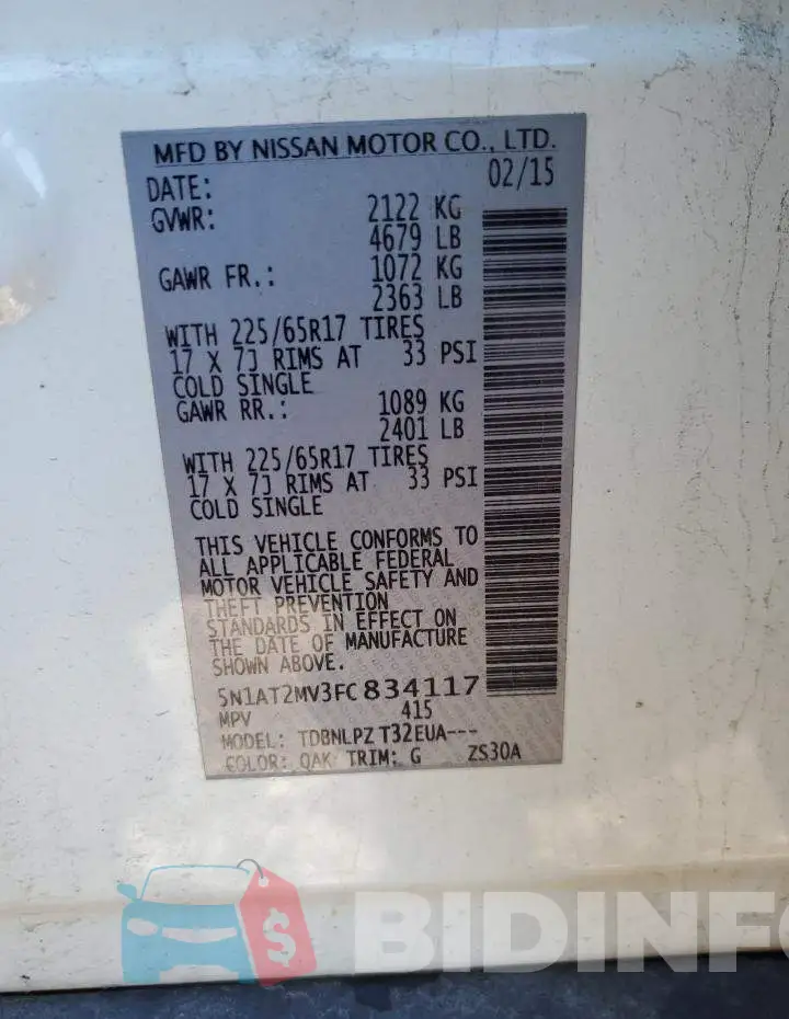 5N1AT2MV3FC834117 Photo# 13