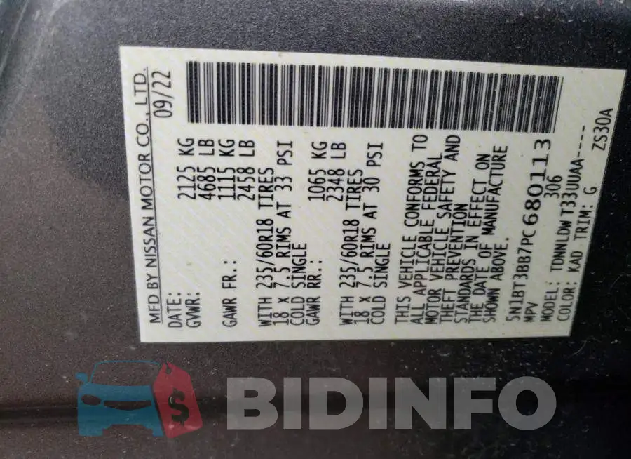 5N1BT3BB7PC680113 Photo# 12