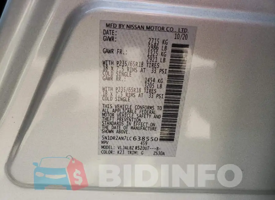 5N1DR2AN7LC638550 Photo# 13