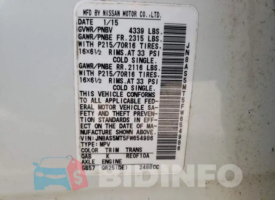 JN8AS5MT5FW654986 Photo# 14