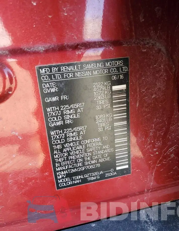 KNMAT2MV2GP708278 Photo# 13