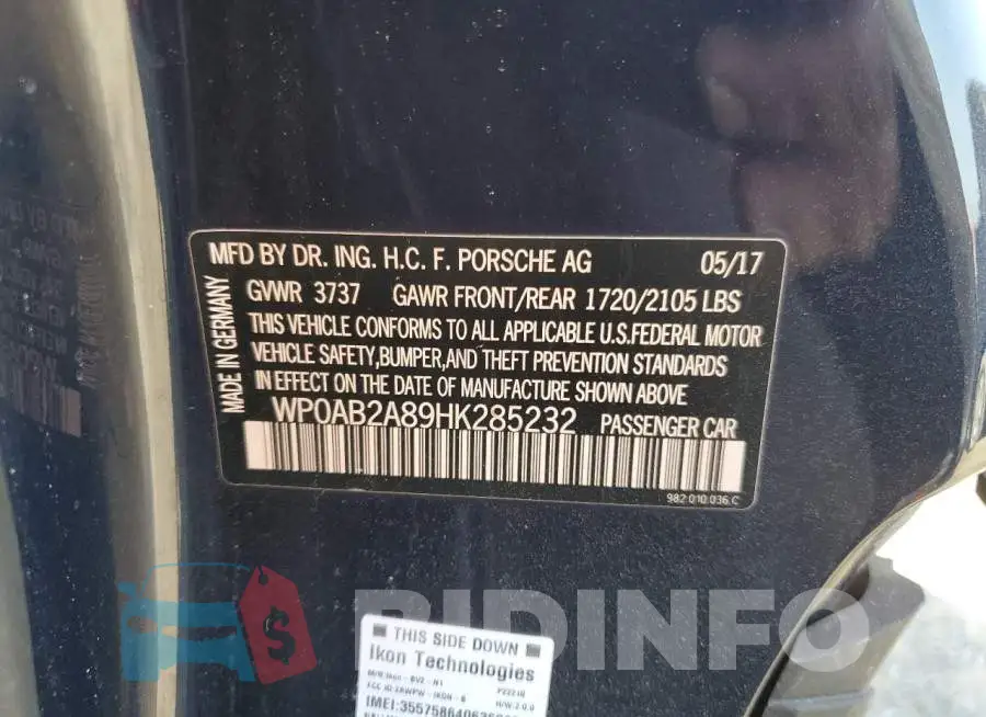 WP0AB2A89HK285232 Photo# 12