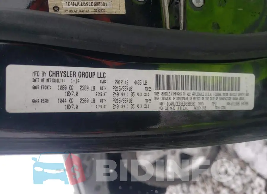 1C4NJCEB9ED698381 Photo# 12