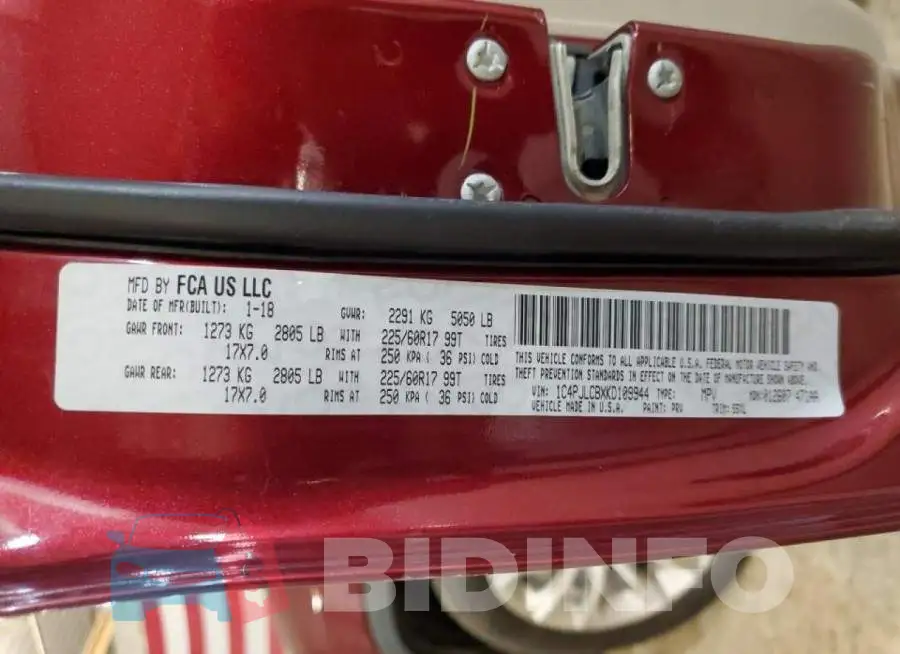 1C4PJLCBXKD109944 Photo# 13