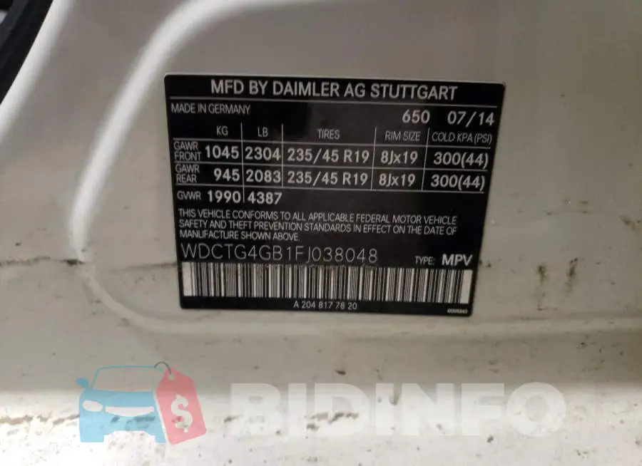 WDCTG4GB1FJ038048 Photo# 13