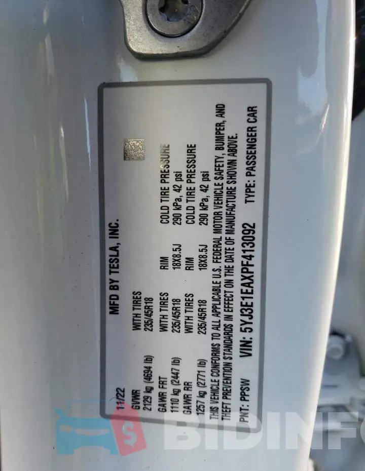 5YJ3E1EAXPF413092 Photo# 12