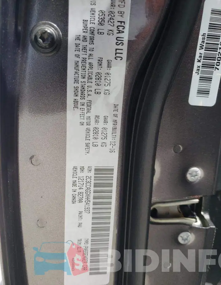 2C3CCAGGXHH541937 Photo# 12