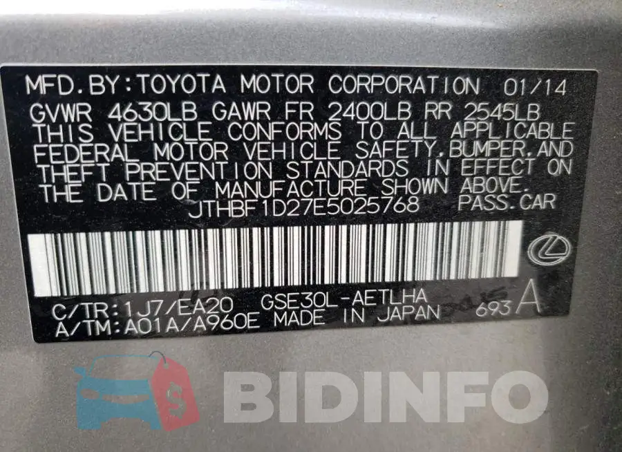 JTHBF1D27E5025768 Photo# 13