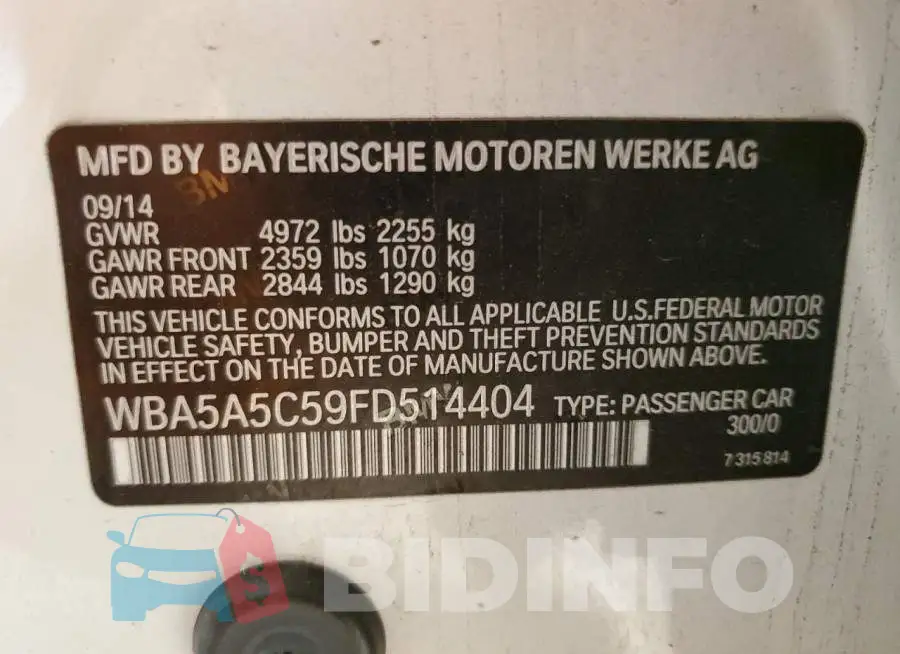 WBA5A5C59FD514404 Photo# 12