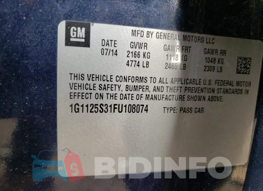 1G1125S31FU108074 Photo# 13