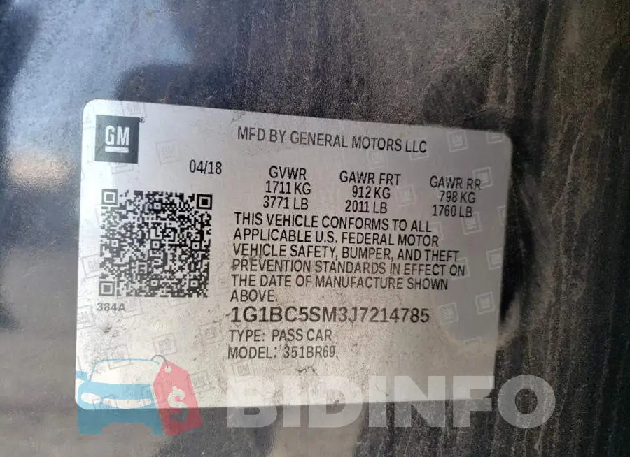 1G1BC5SM3J7214785 Photo# 12
