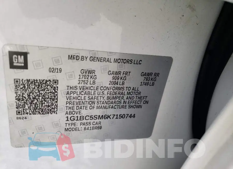 1G1BC5SM6K7150744 Photo# 12