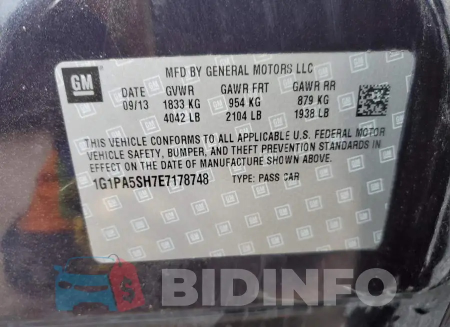 1G1PA5SH7E7178748 Photo# 12