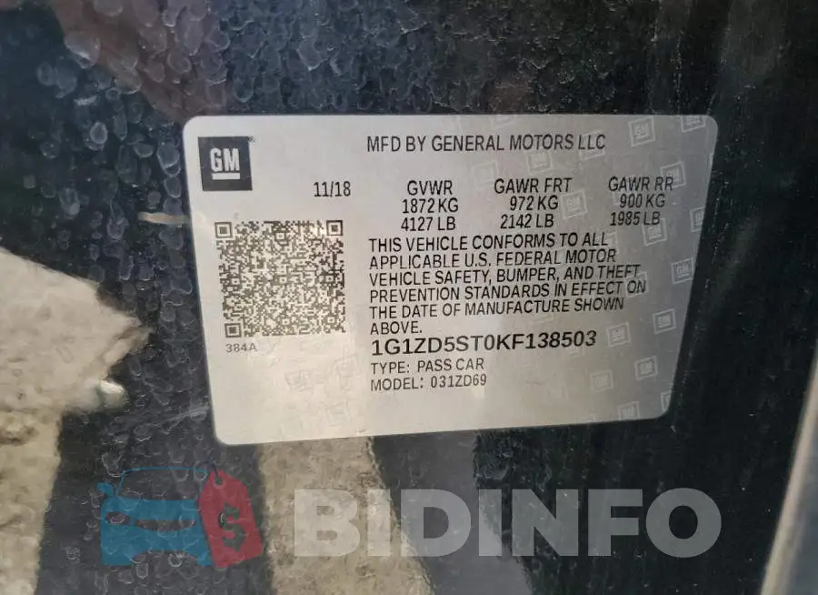 1G1ZD5ST0KF138503 Photo# 12