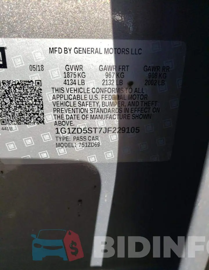 1G1ZD5ST7JF229105 Photo# 13