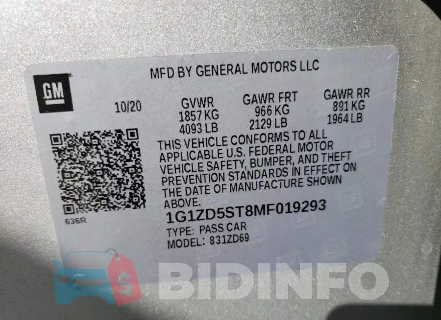 1G1ZD5ST8MF019293 Photo# 13