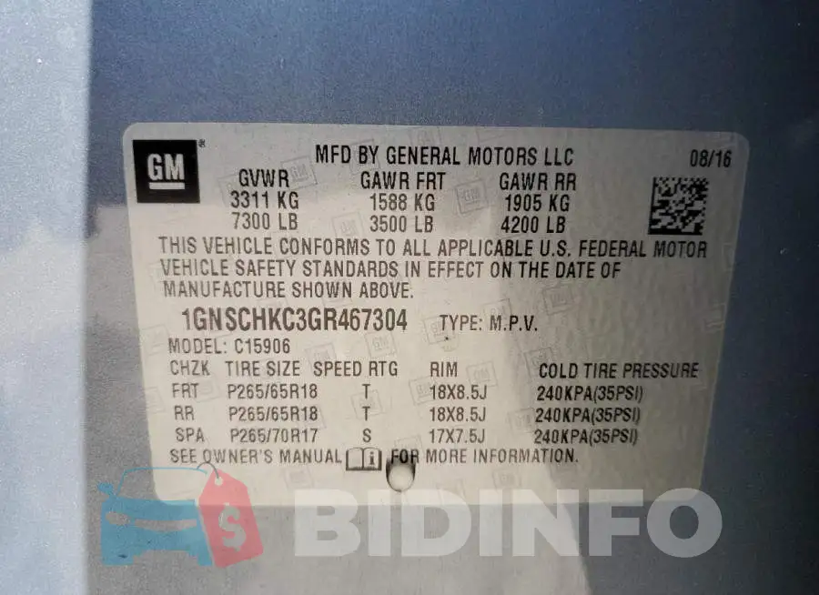 1GNSCHKC3GR467304 Photo# 12
