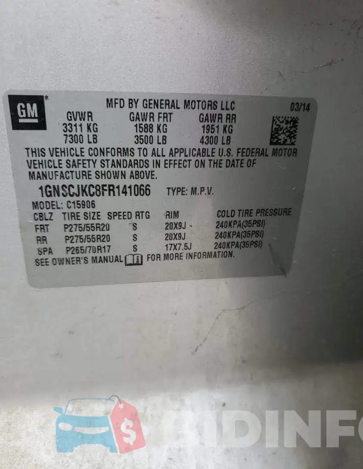 1GNSCJKC8FR141066 Photo# 13