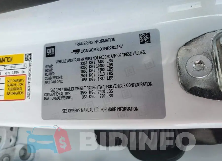1GNSCMKD1NR281257 Photo# 13
