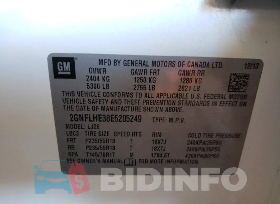 2GNFLHE38E6205249 Photo# 13