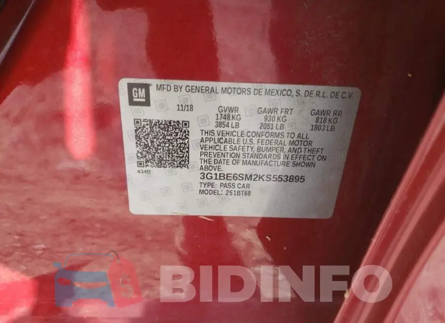 3G1BE6SM2KS553895 Photo# 12