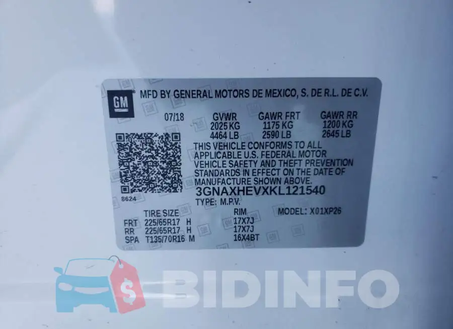3GNAXHEVXKL121540 Photo# 12