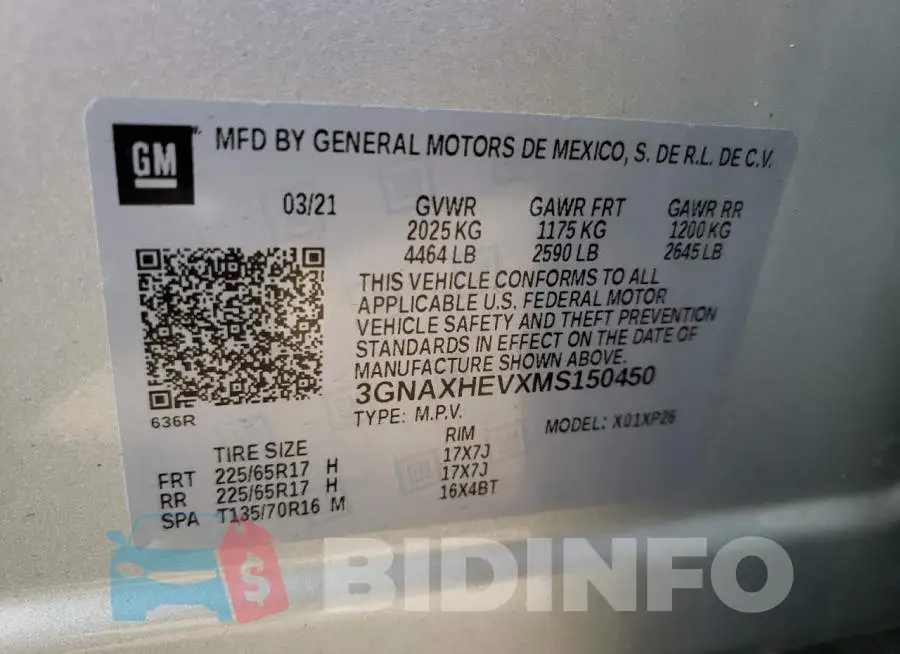 3GNAXHEVXMS150450 Photo# 13