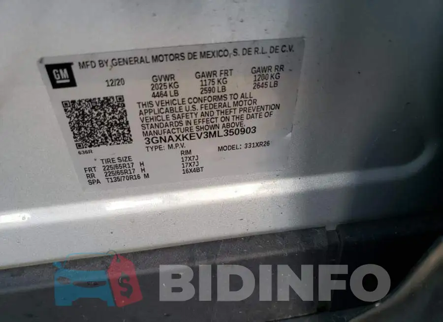3GNAXKEV3ML350903 Photo# 13